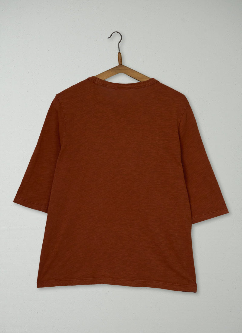 Reworn Emma Cotton Half Sleeve Tee Size M (1116) | Rust