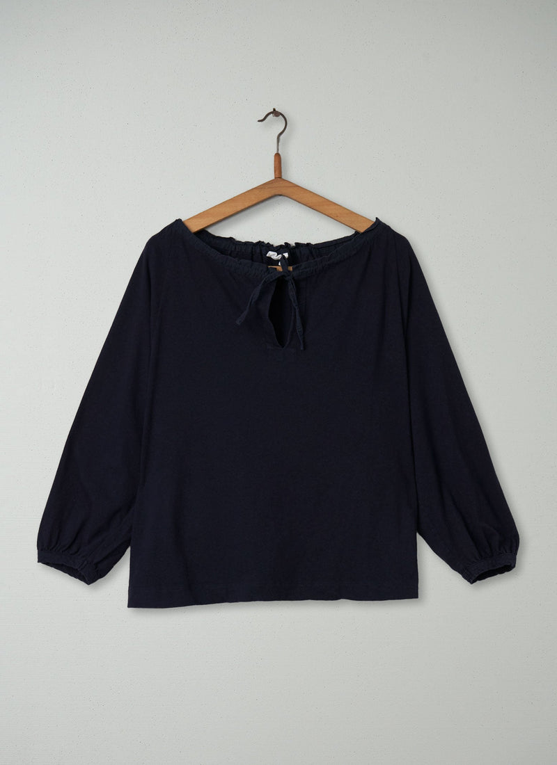 Reworn Tie Neck Tee Size M (023) | Rich Navy