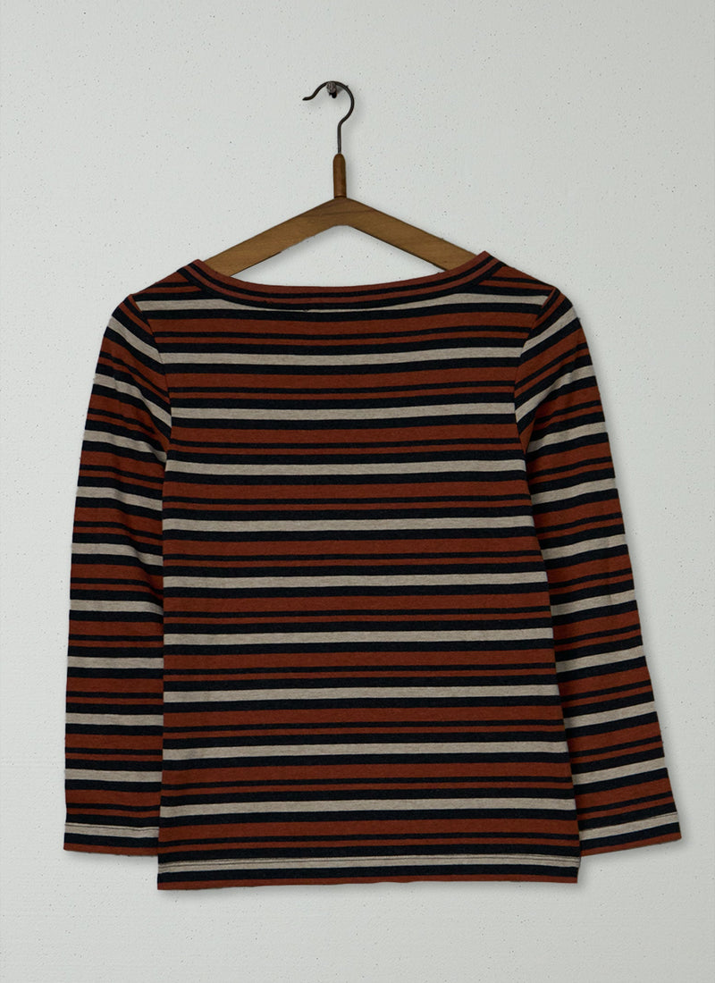 Reworn Stripe Organic Long Sleeve Tee Size XXS (118) | Multi