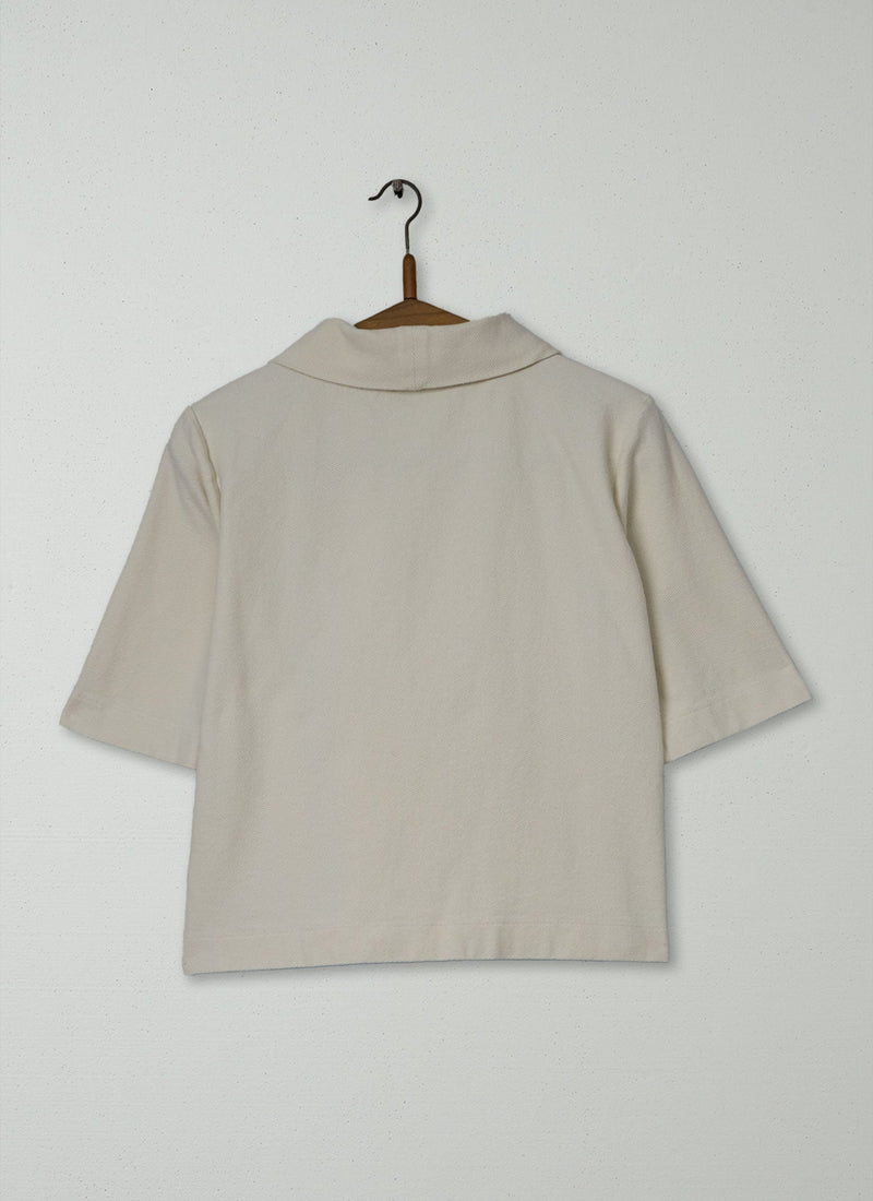 Reworn Cotton Pique Shirt Size M (129) | Ecru