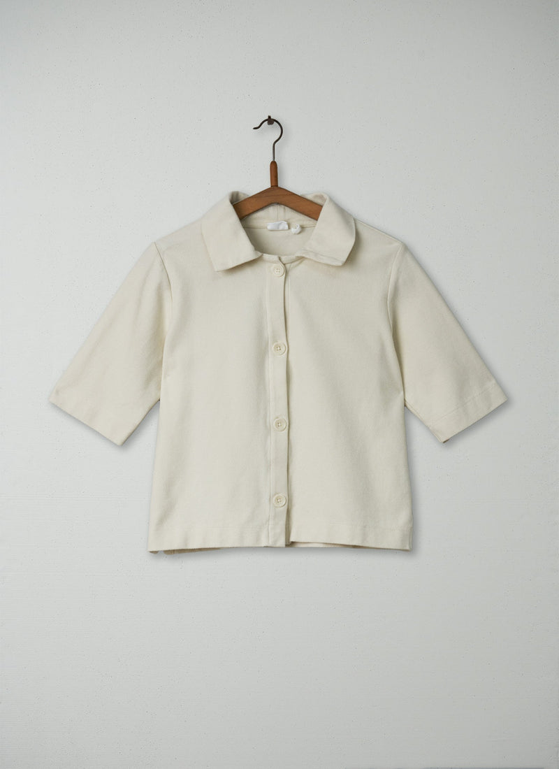 Reworn Cotton Pique Shirt Size S (024) | Vanilla