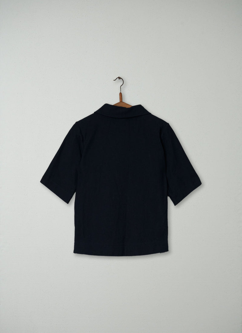 Reworn Organic Pique Shirt Size XS (016) | Navy