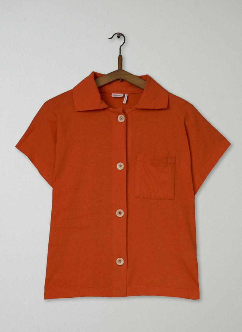Reworn Cotton Linen Jersey Shirt Size XS (127) | Aurora