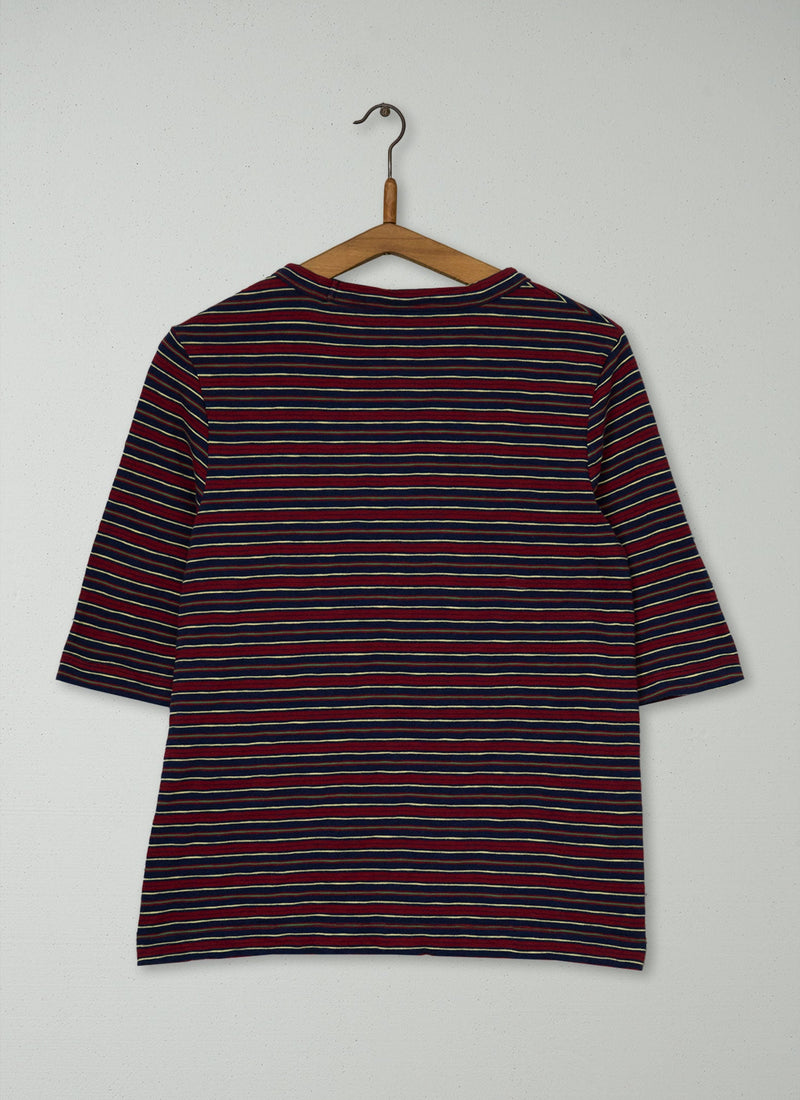 Reworn Stripe Cotton Tee Size S (201) | Multi