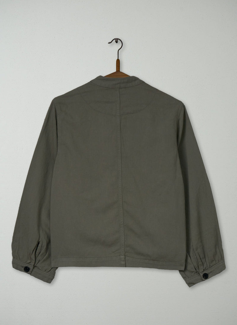 Reworn Cotton Linen Jacket Size 8 (226) | Tarragon