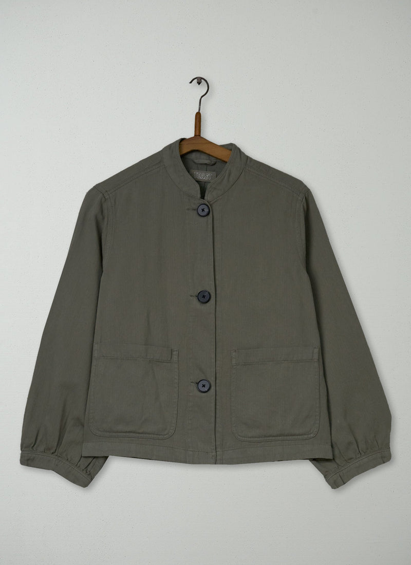 Reworn Cotton Linen Jacket Size 8 (226) | Tarragon