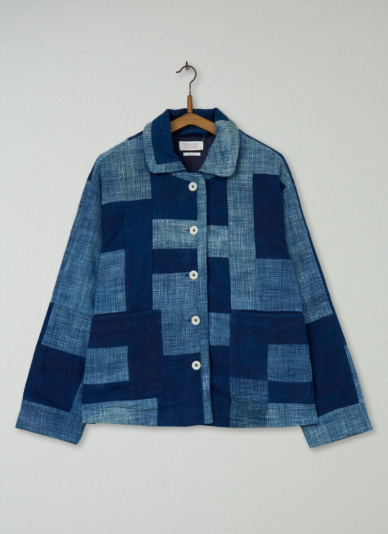 Reworn Patchwork Indigo Jacket Size M (147) | Multi
