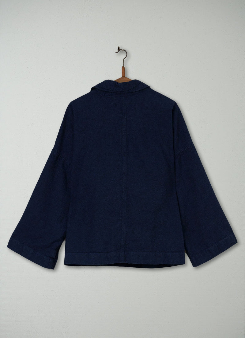 Reworn Hemp Cotton Canvas Jacket Size 14 (040) | Indigo