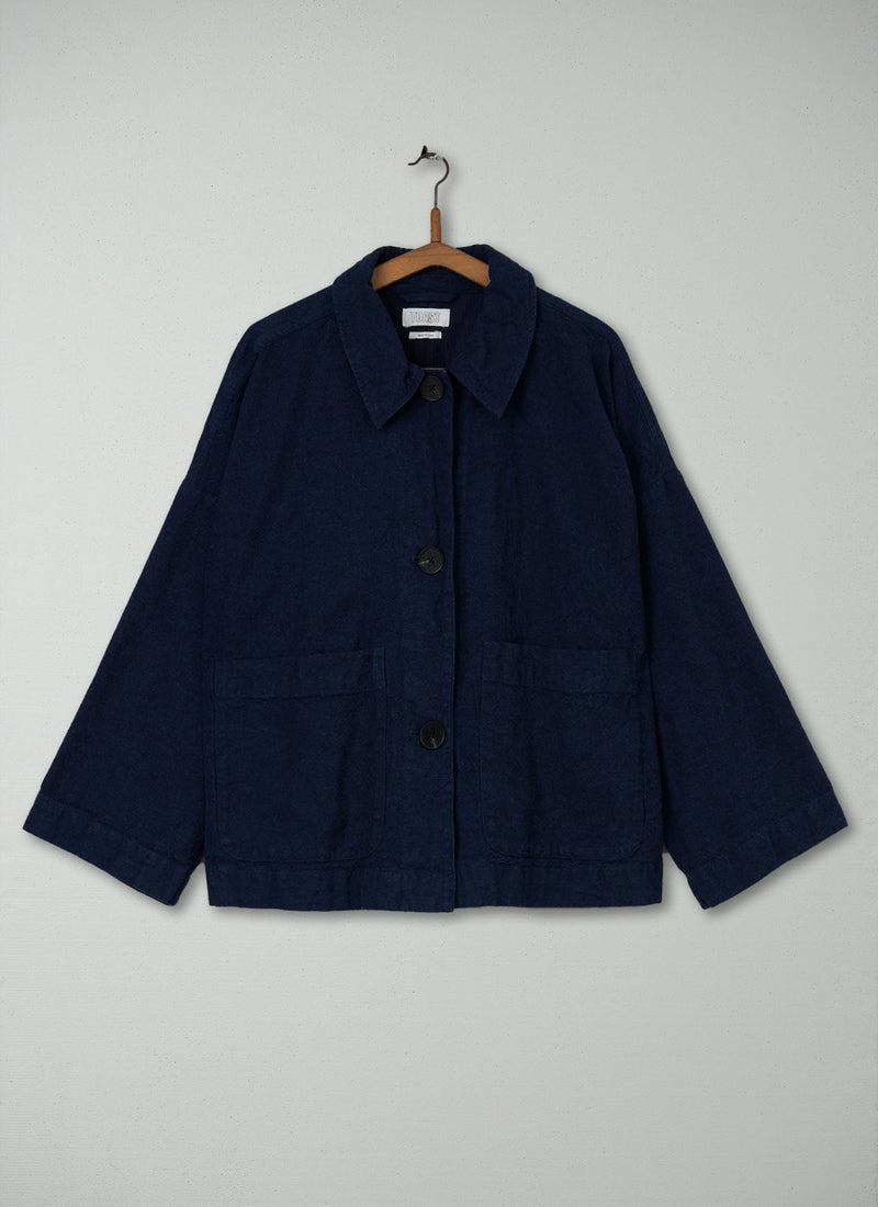 Reworn Hemp Cotton Canvas Jacket Size 14 (040) | Indigo