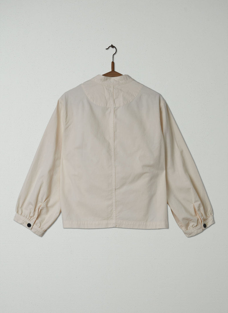 Reworn Cotton Linen Twill Jacket Size 18 (198) | Ecru