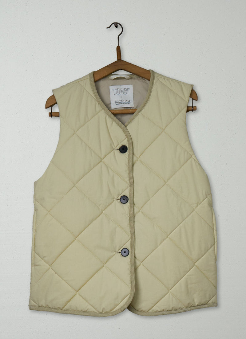 Reworn Lavenham Wax Cotton Gilet Size M (228) | Golden Wheat