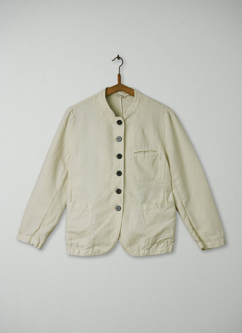 Reworn Cotton Linen Jacket Size 10 (033) | Parchment