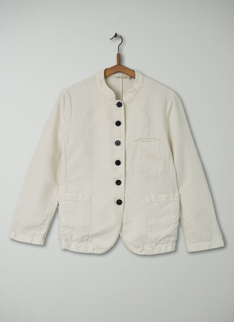 Reworn Cotton Linen Neat Jacket Size 10 (037) | Parchment