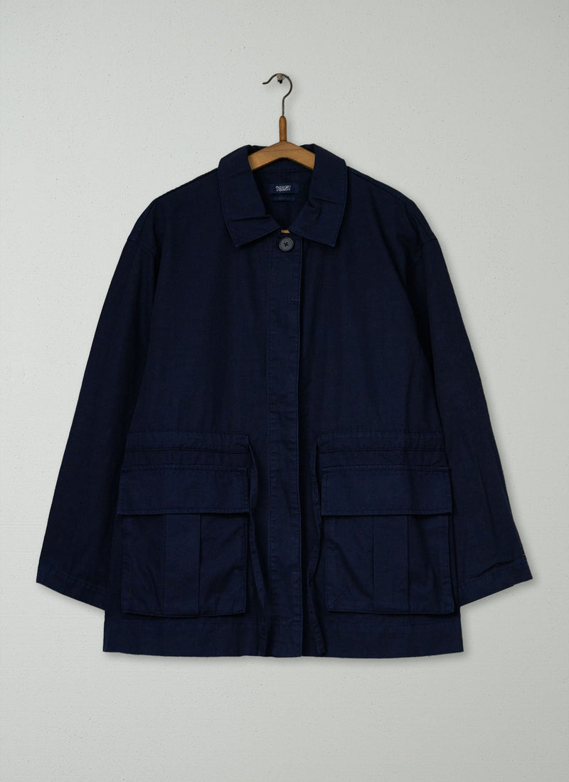 Reworn Cotton Utiltiy Jacket Size 14 (231) | Dark Navy