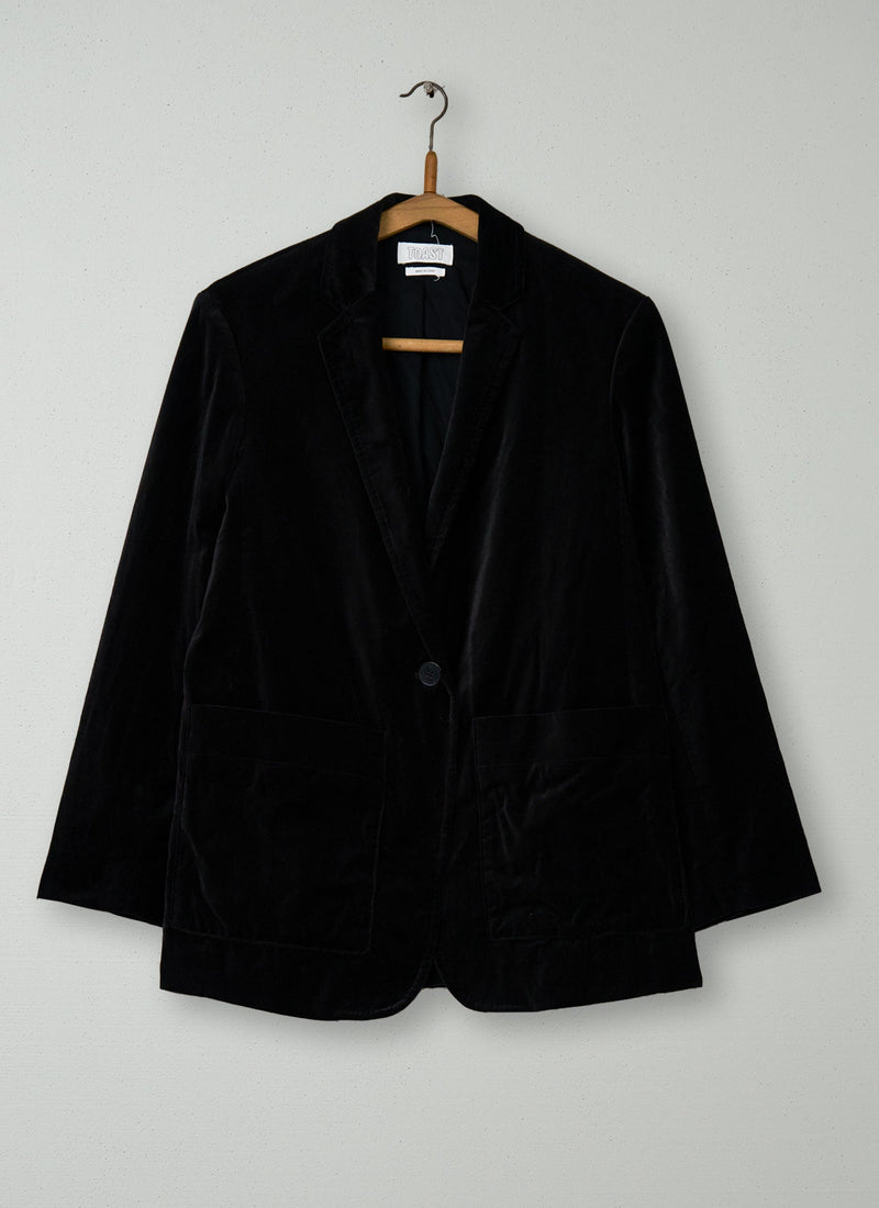 Reworn Cotton Velvet Jacket Size 6 (214) | Brown Slate