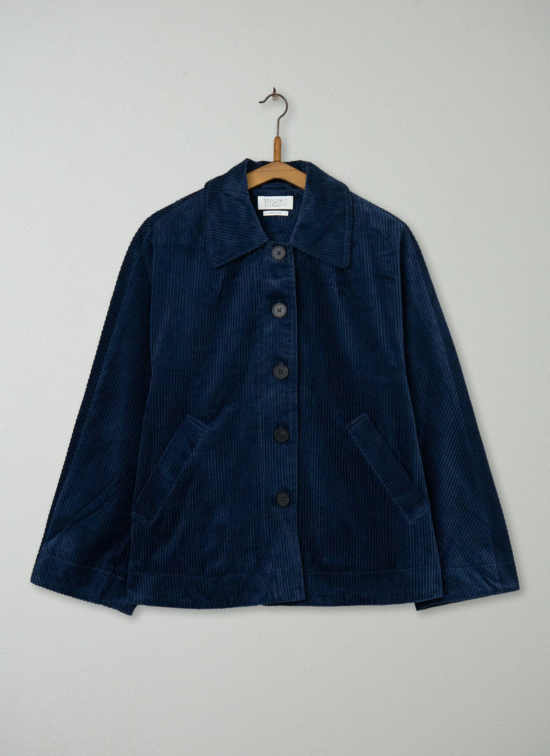 Reworn Organic Cord Jacket Size M (162) | Dark Navy