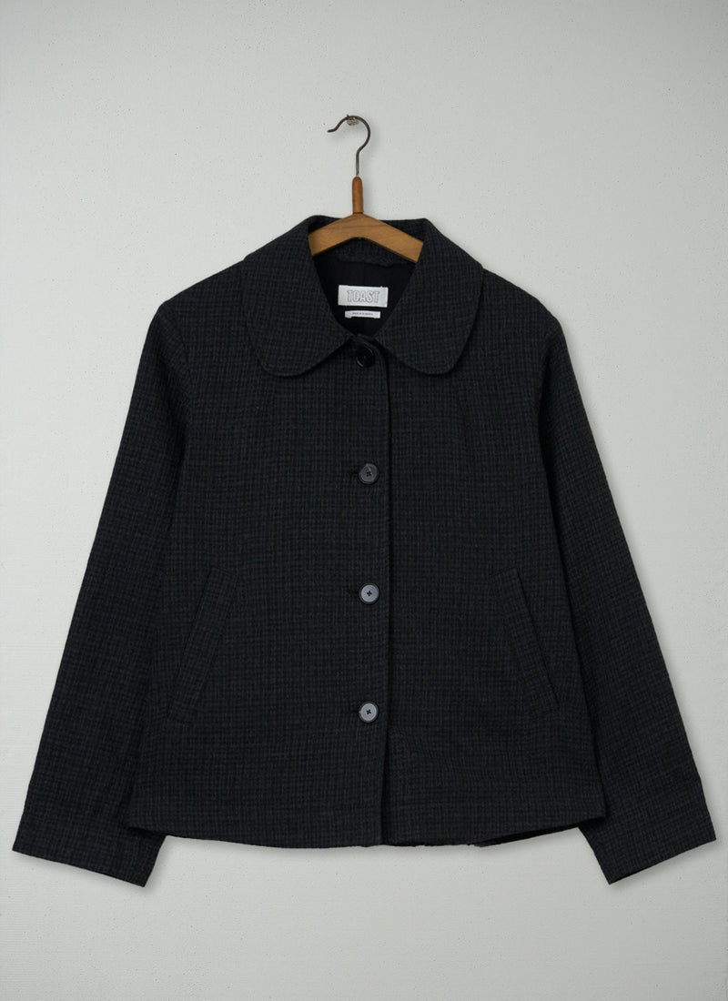 Reworn Check Round Collar Jacket Size 14 (151) | Multi