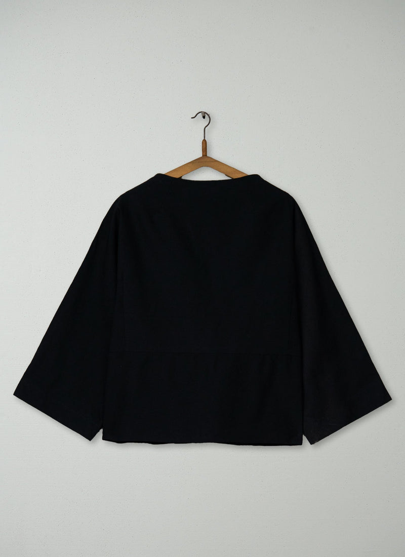 Reworn Funnel Neck Twill Jacket Size 10 (271) | Black