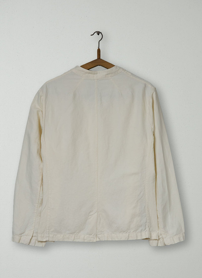 Reworn Garment Dyed Cotton Linen Neat Jacket Size 14 (211) | Parchment