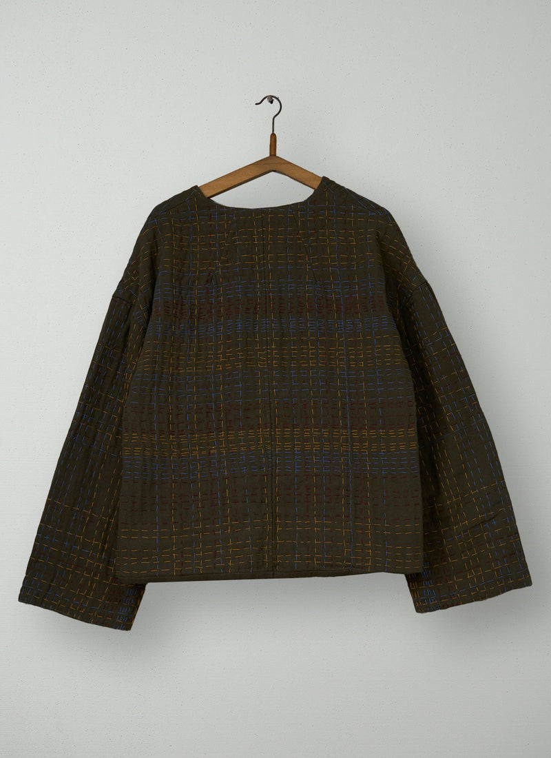 Reworn Kantha Tweed Cotton Jacket Size 10 (219) | Multi