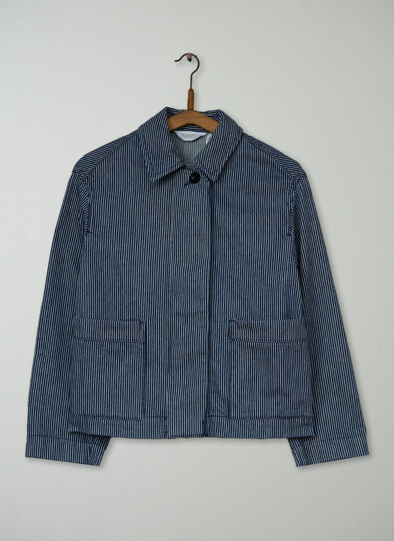 Reworn Hickory Stripe Denim Jacket Size XS (229) | Multi