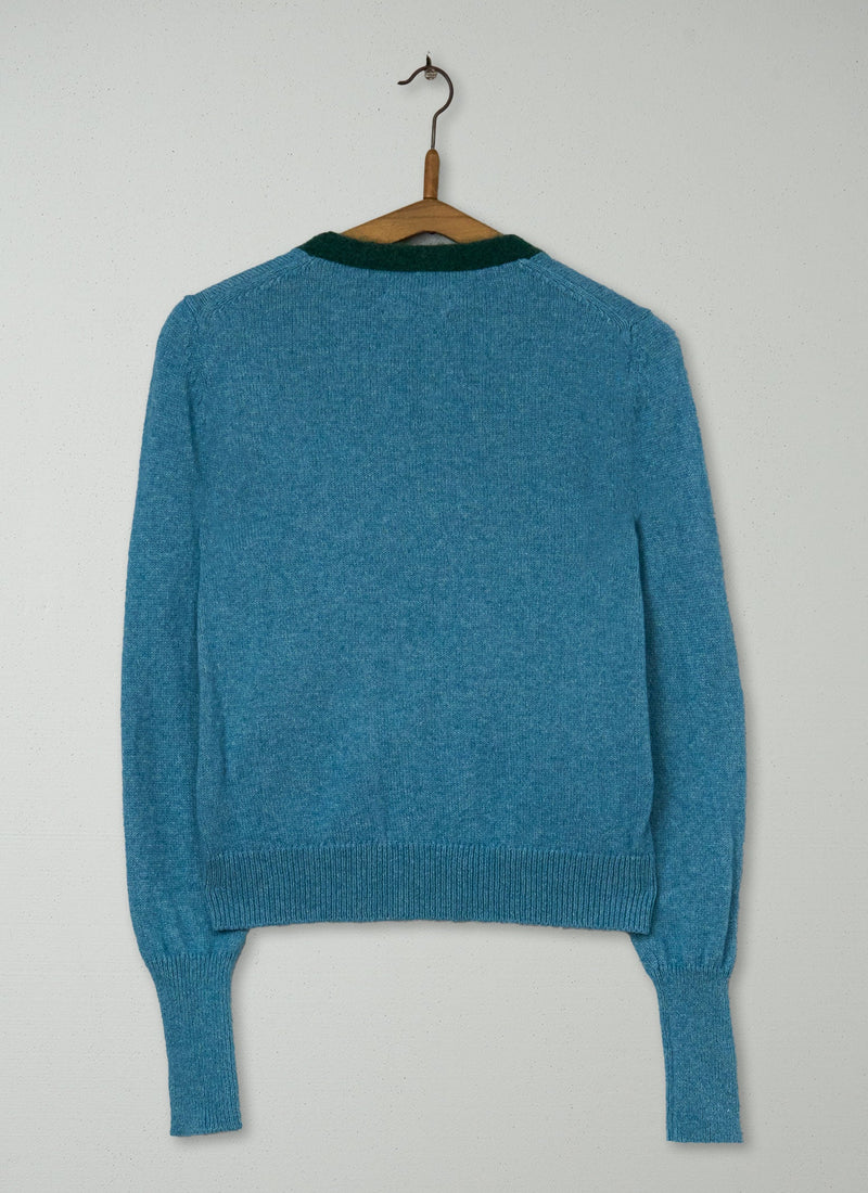 Reworn Wool Cotton Tipping Cardigan Size S (380) | Multi