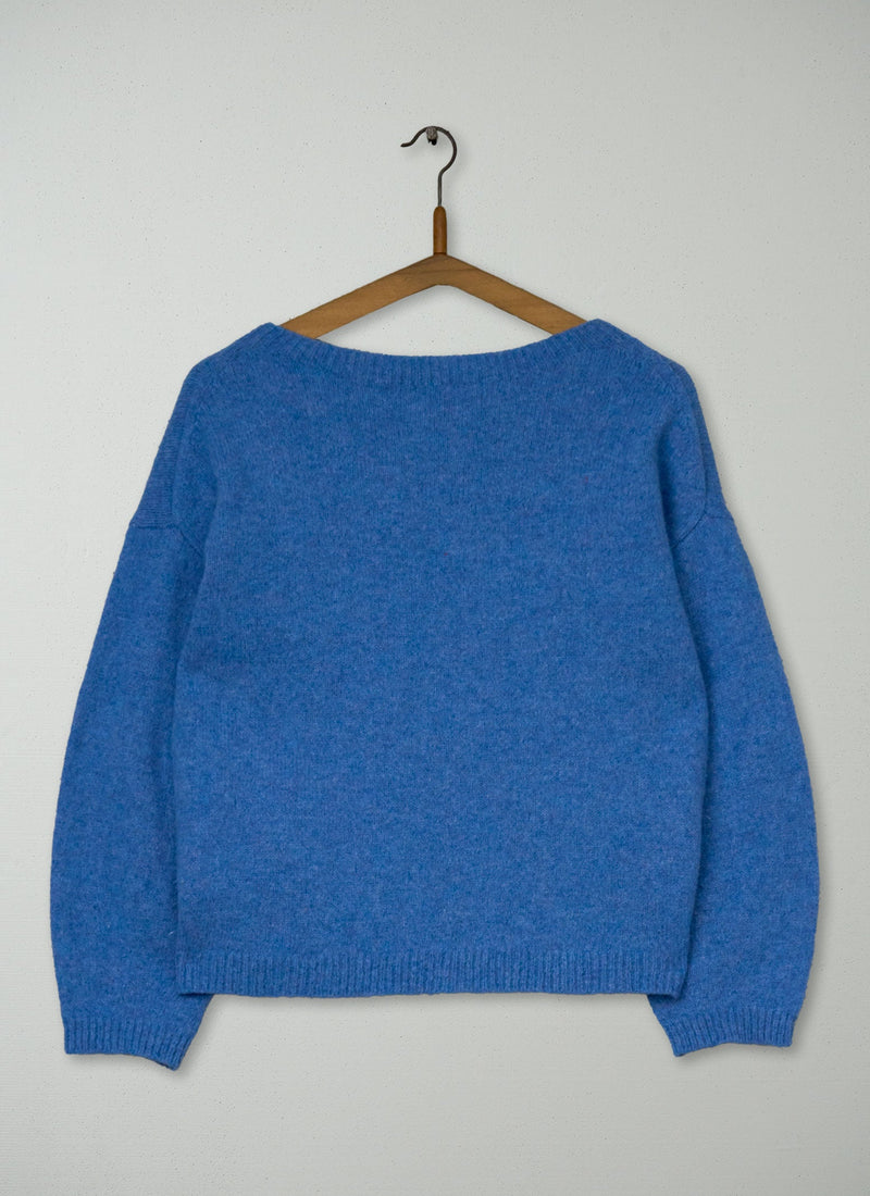 Reworn Heathery Wool Sweater Size S (606) | Cornflower