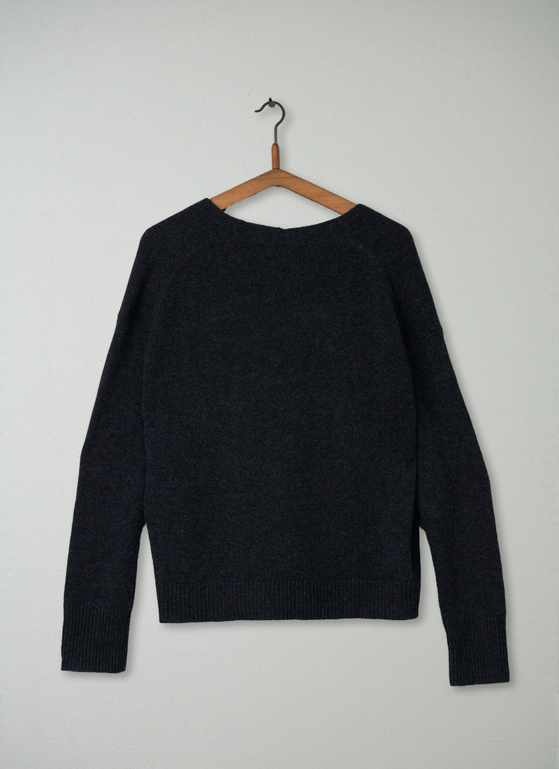 Reworn Wool Cashmere Cardigan Size S (113) | Charcoal
