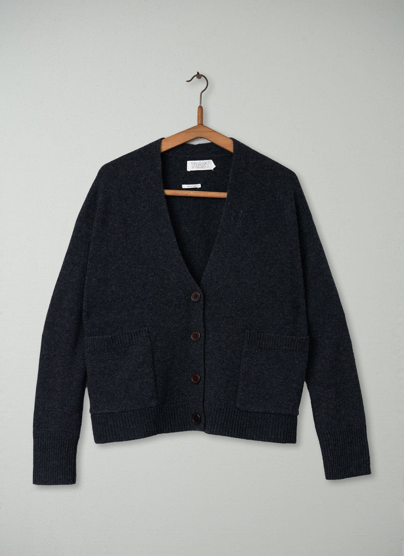 Reworn Wool Cashmere Cardigan Size S (113) | Charcoal