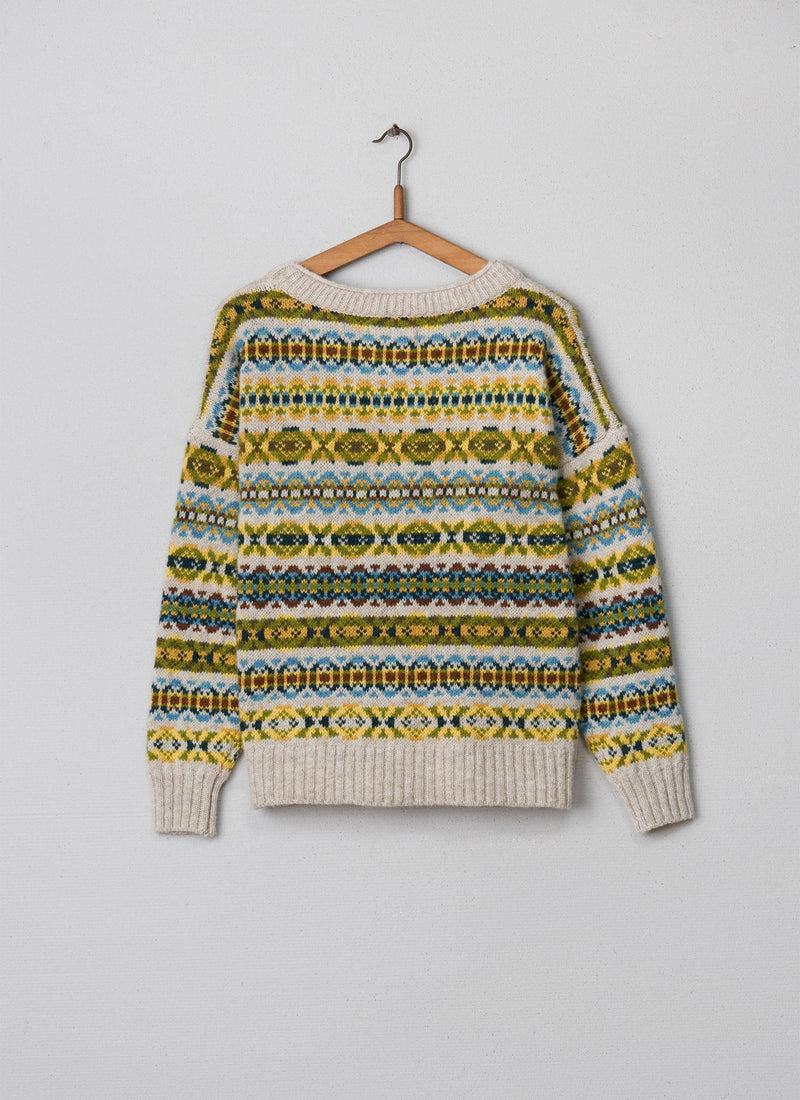 Reworn Sheland Sweater Size M (001) | Fern Green Multi