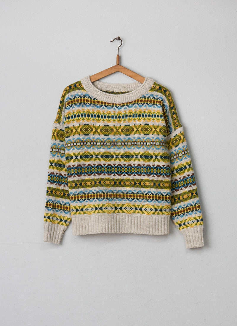 Reworn Sheland Sweater Size M (001) | Fern Green Multi