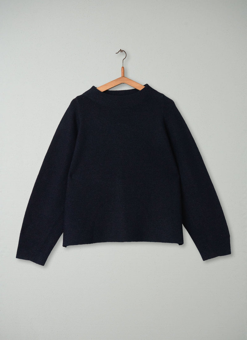 Reworn Washed Wool Sweater Size M (465) | Dark Navy