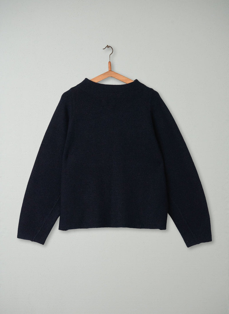 Reworn Washed Wool Sweater Size M (081) | Dark Navy