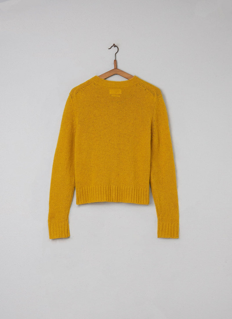 Reworn Wool Neat Cardigan Size S (035) | Old Gold