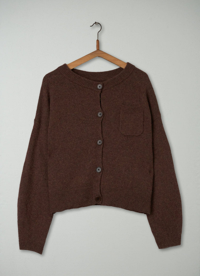 Reworn Wool Cashmere Cardigan Size L (174) | Pecan