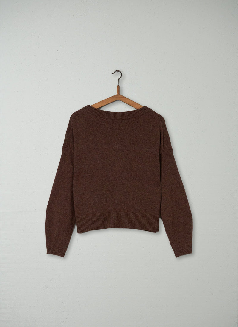 Reworn Wool Cashmere Cardigan Size M (065) | Pecan
