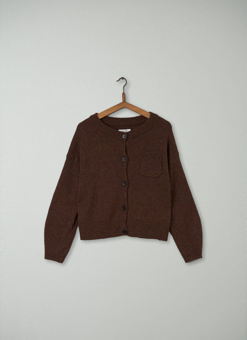 Reworn Wool Cashmere Cardigan Size M (065) | Pecan
