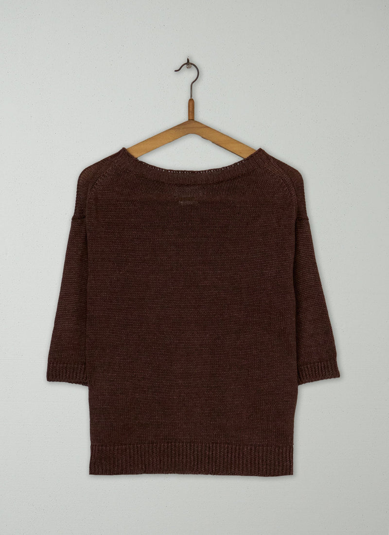 Reworn Half Sleeve Linen Sweater Size S (390) | Coffee Bean