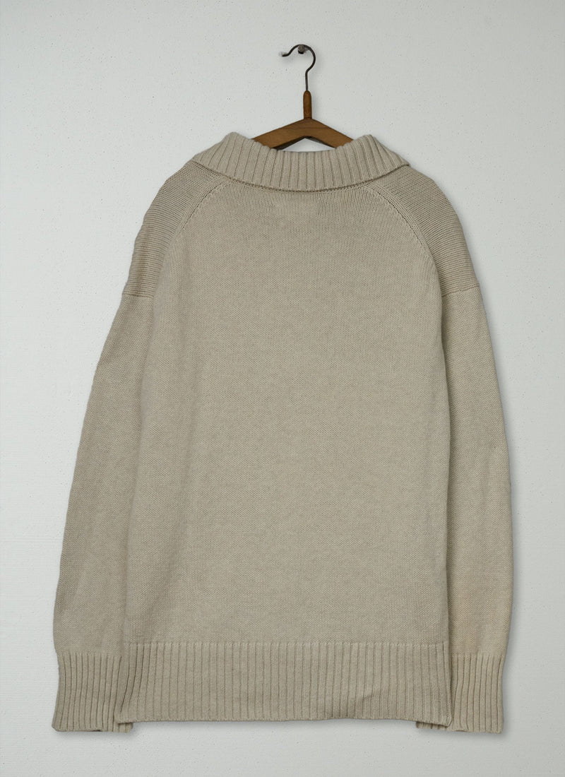 Reworn Sailor Collar Sweater Size L (643) | Bone