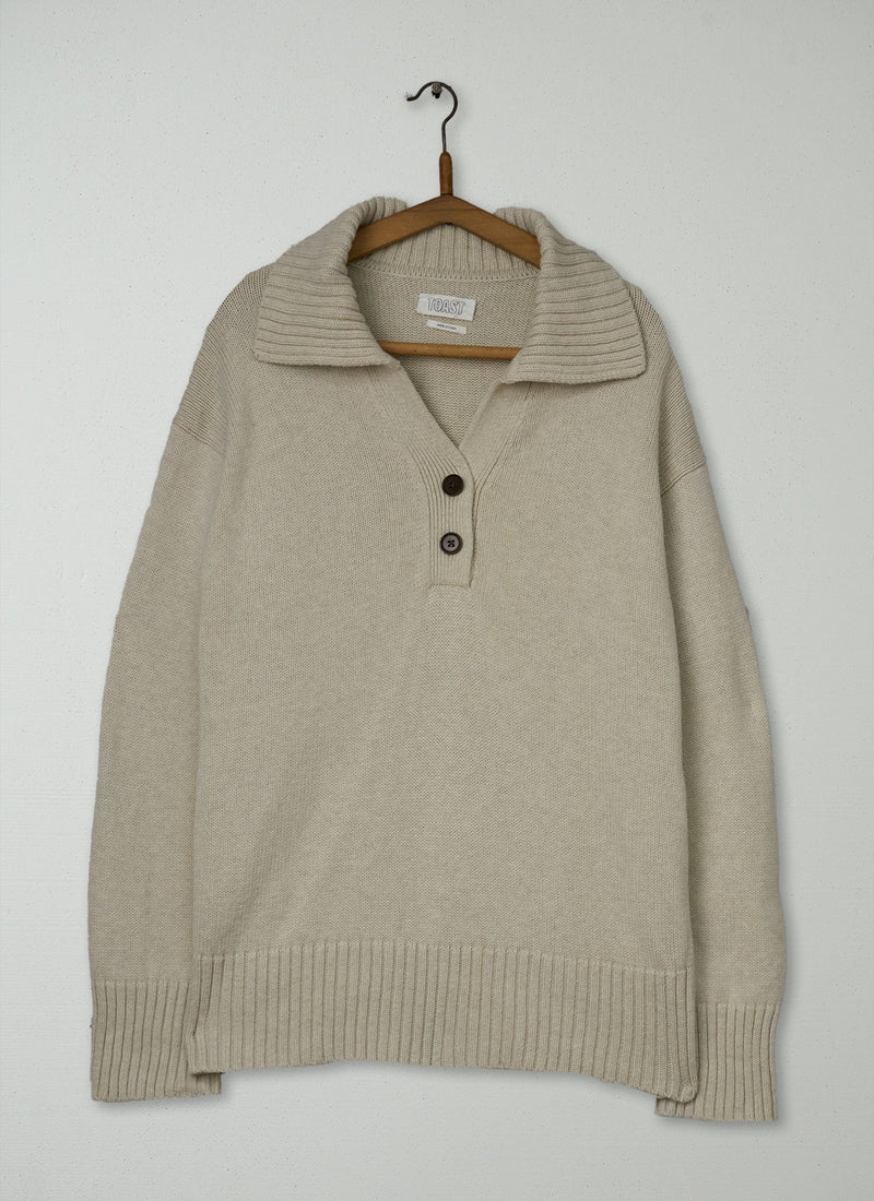 Reworn Sailor Collar Sweater Size L (643) | Bone