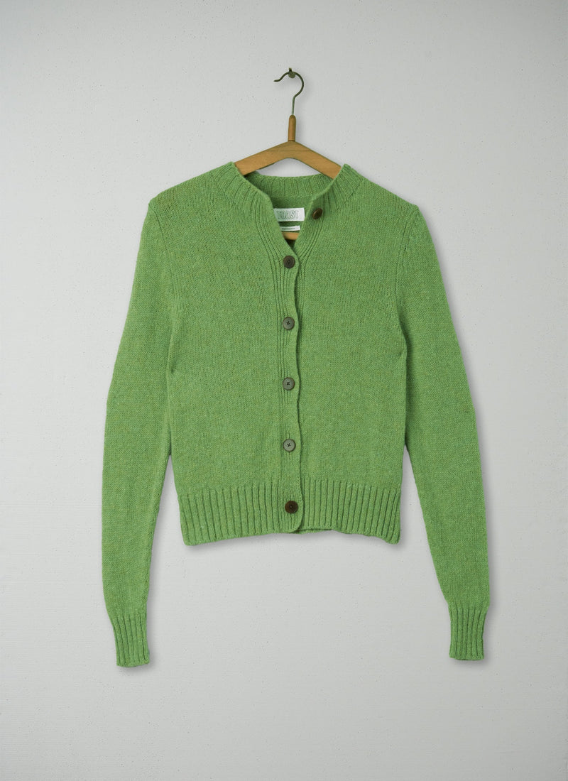 Reworn Neat Wool Cardigan Size M (112) | Pea