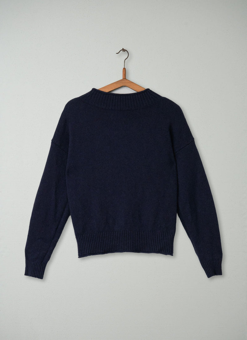 Reworn Wool Cashmere Sweater Size XS (087) | Navy