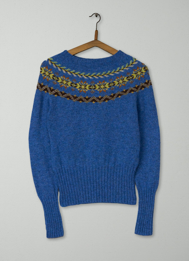 Reworn Fair Isle Wool Yoke Sweater Size S (479) | Multi