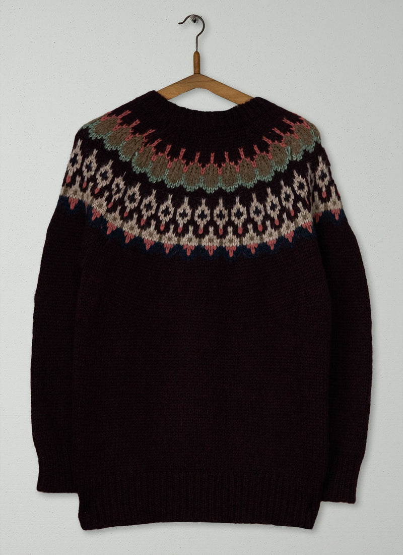 Reworn Jacquard Yoke Sweater Size L (485) | Multi