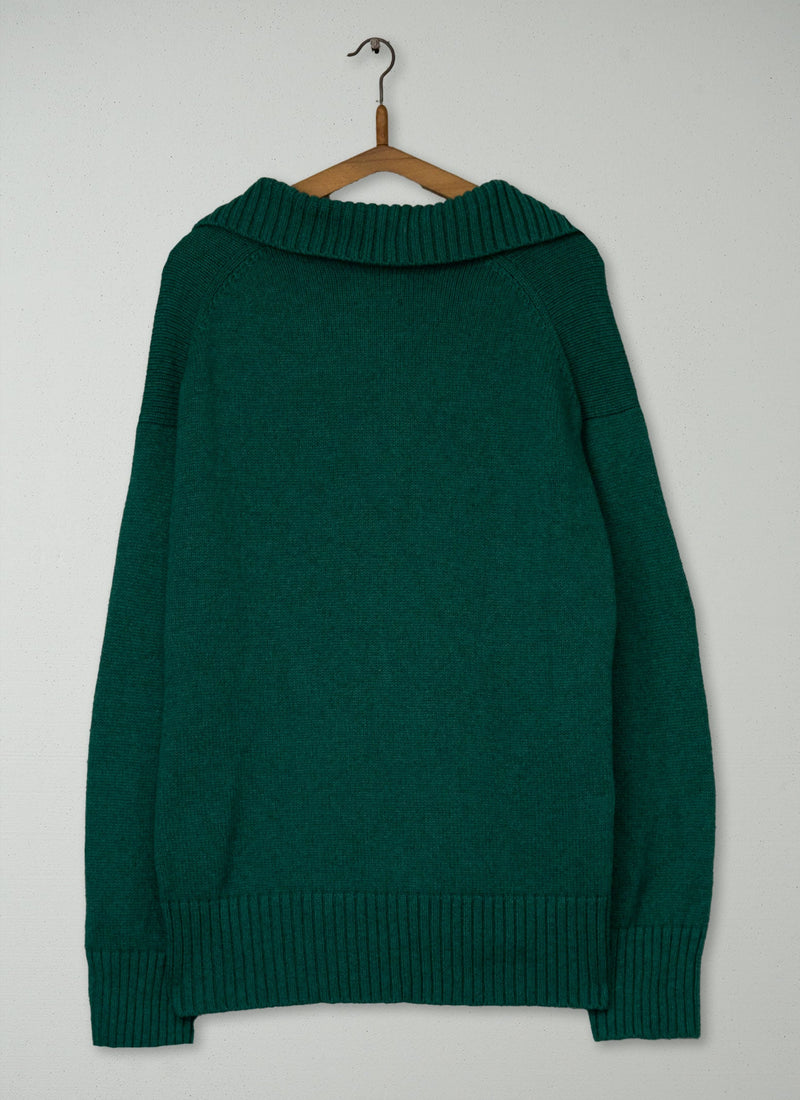 Reworn Wool Cotton Sweater Size L (579) | Mallard Green