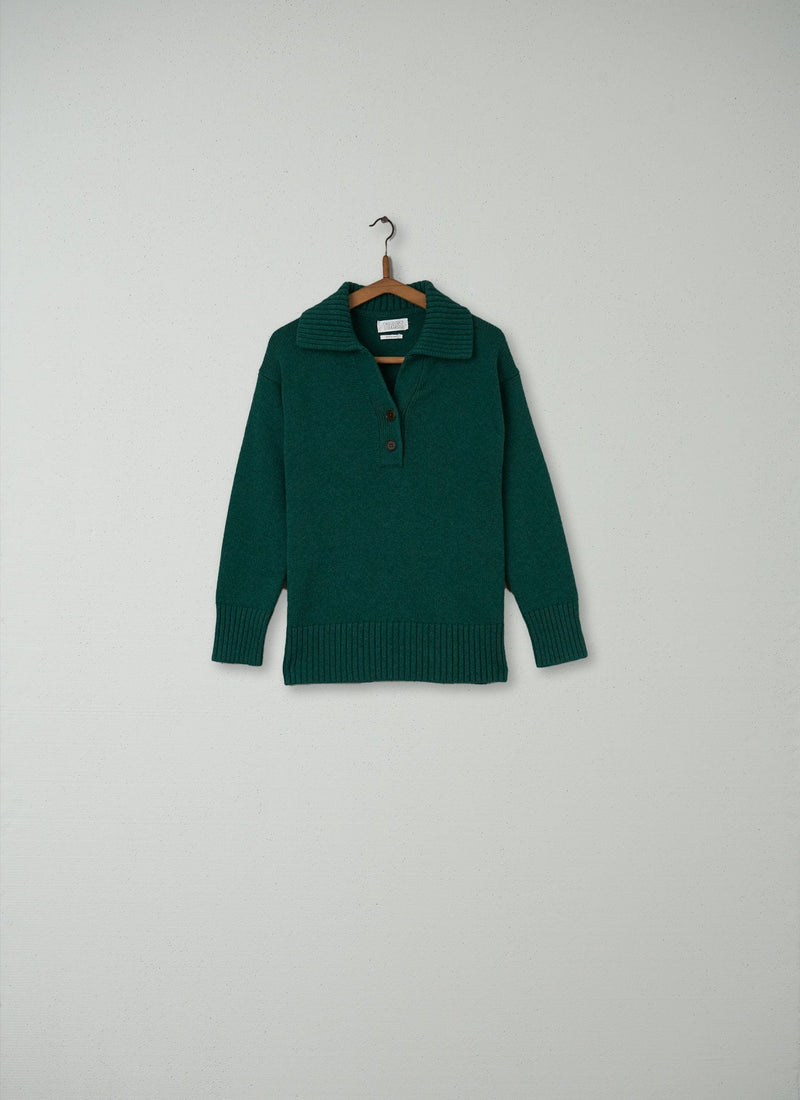 Reworn Sailor Collar Sweater Size XS (052) | Mallard Green