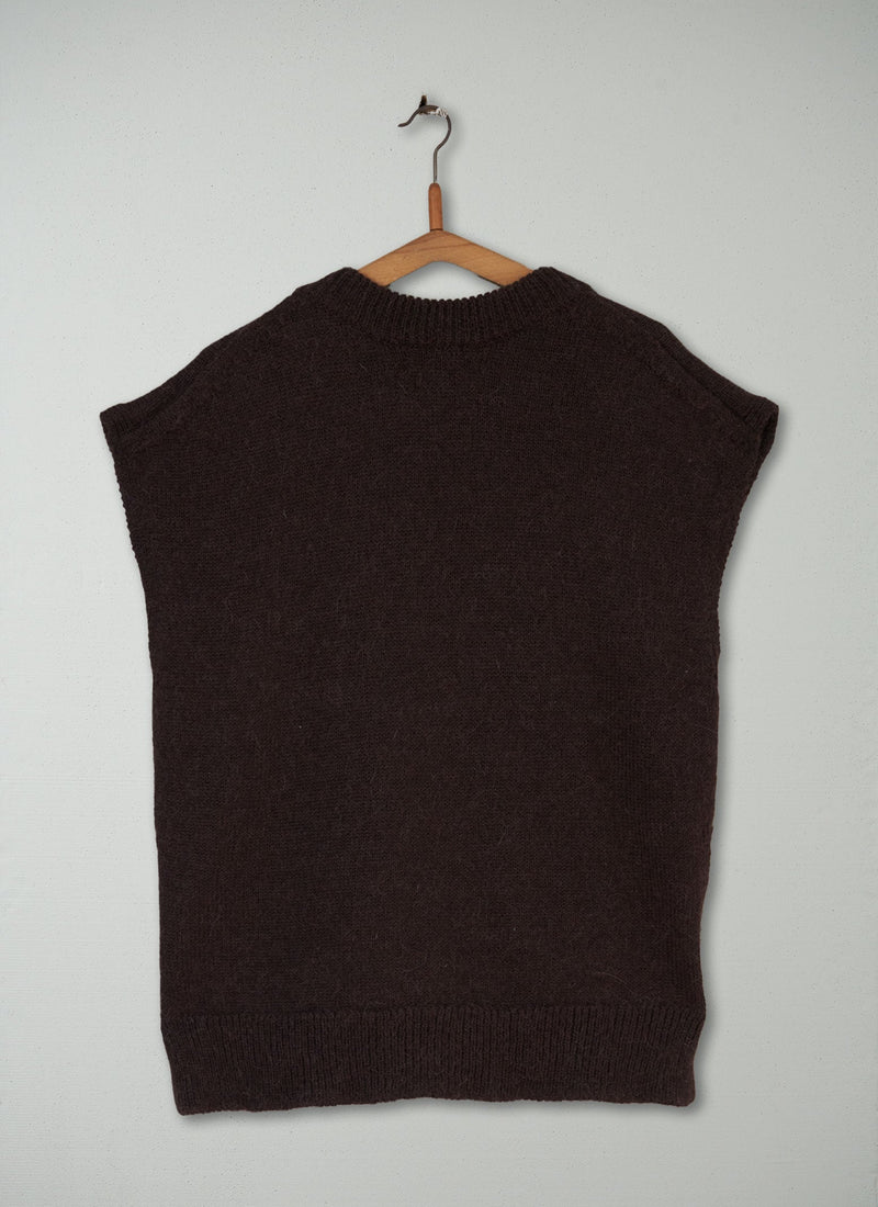 Reworn Alpaca Wool Knitted Tank Size L (141) | Chocolate