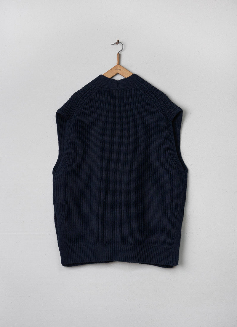 Reworn Knitted Vest Size L (011) | Navy