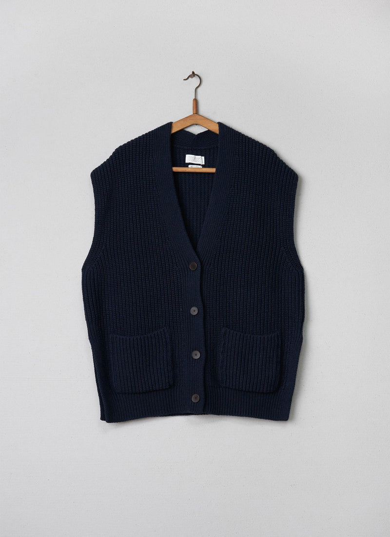 Reworn Knitted Vest Size L (011) | Navy