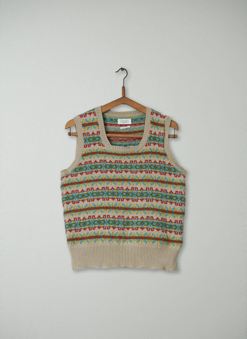 Reworn Fair Isle Tank Size M (077) | Multi